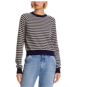 KULE Navy and Cream Striped Sweater